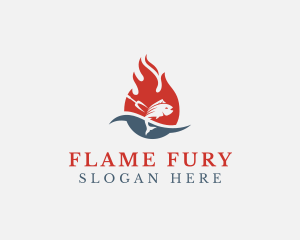 Fish Seafood Flame Grill  logo design