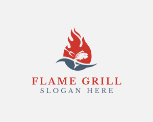 Fish Seafood Flame Grill  logo design