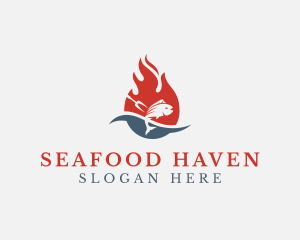 Fish Seafood Flame Grill  logo design