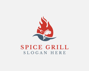 Fish Seafood Flame Grill  logo design