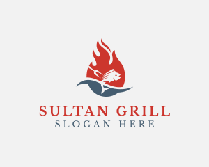 Fish Seafood Flame Grill  logo design