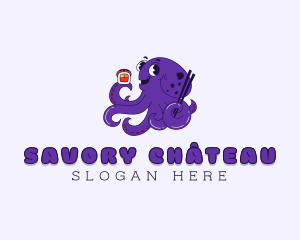 Asian Sushi Octopus logo design