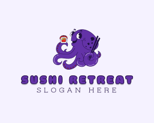 Asian Sushi Octopus logo design