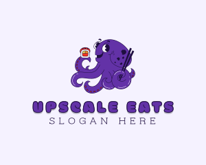 Asian Sushi Octopus logo design