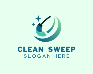 Broom Wipe Swoosh logo design