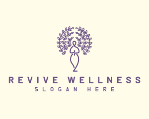 Woman  Tree  Meditate logo design