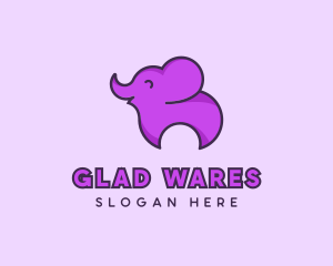 Happy Animal Elephant logo design