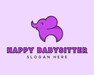 Happy Animal Elephant logo design