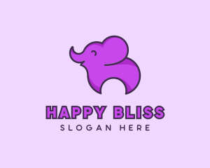 Happy Animal Elephant logo design