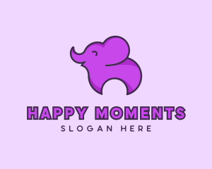 Happy Animal Elephant logo design