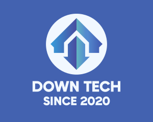 Blue Home Maintenance Arrow logo design