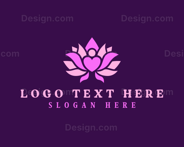 Lotus Heart Flower Logo