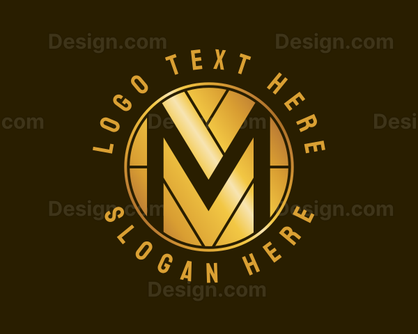 Metallic Gold Letter M Logo