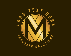 Metallic Gold Letter M logo