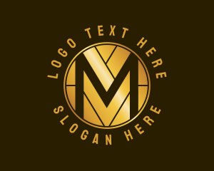 Metallic Gold Letter M logo
