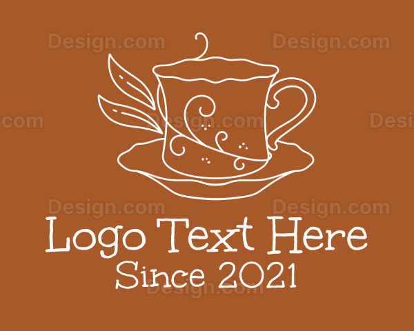 Swirly Plant Tea Cup Logo