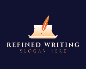 Scroll Writing Quill logo design