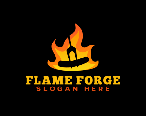 BBQ Flame Sausage logo design