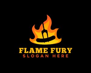 BBQ Flame Sausage logo design