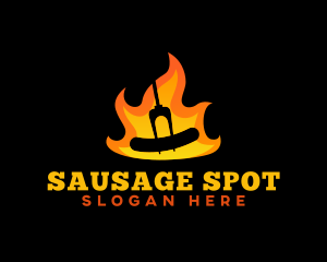 BBQ Flame Sausage logo design