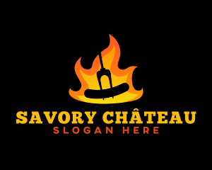 BBQ Flame Sausage logo design