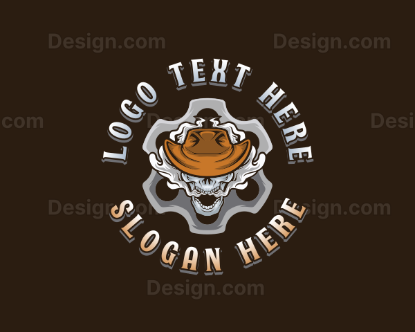 Smoking Skull Cowboy Logo