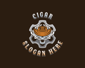 Smoking Skull Cowboy logo design