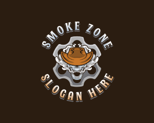 Smoking Skull Cowboy logo design