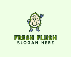 Durian Fruit Cartoon logo design