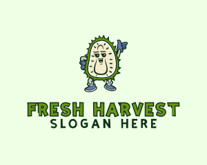 Durian Fruit Cartoon logo design