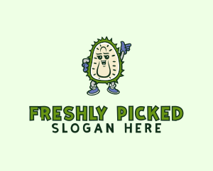 Durian Fruit Cartoon logo design