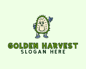 Durian Fruit Cartoon logo design