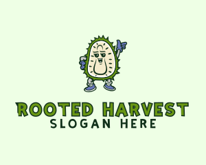 Durian Fruit Cartoon logo design