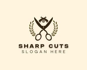 Mustache Grooming Scissors logo design