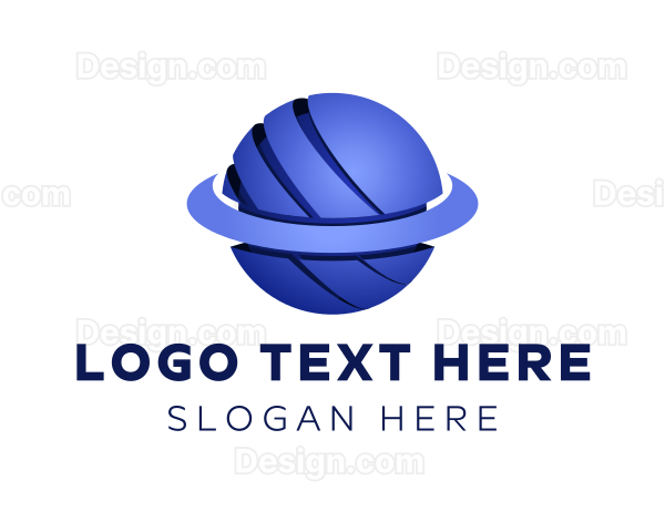 Blue 3D Cosmic Planet Logo