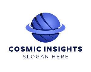 Blue 3D Cosmic Planet logo design