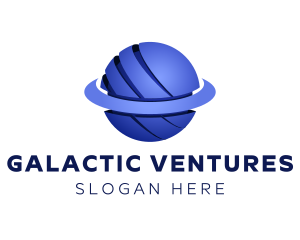 Blue 3D Cosmic Planet logo design