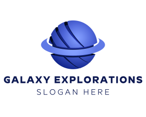 Blue 3D Cosmic Planet logo design