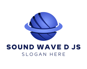 Blue 3D Cosmic Planet logo design