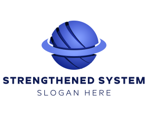 Blue 3D Cosmic Planet logo design