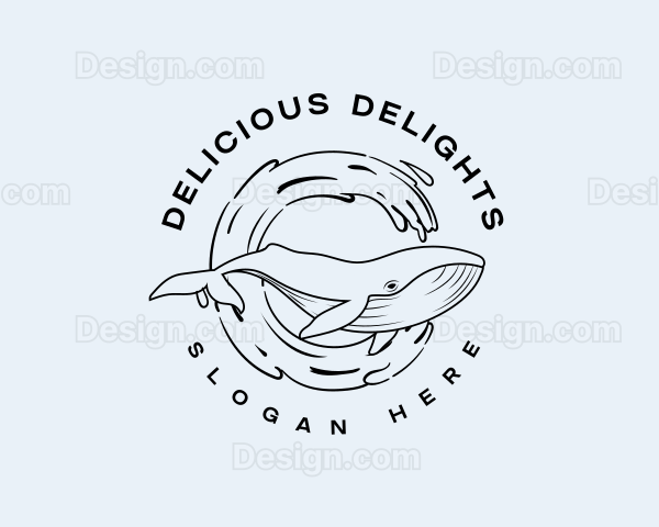 Wave Splash Whale Logo