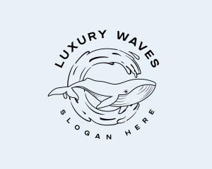 Wave Splash Whale logo design