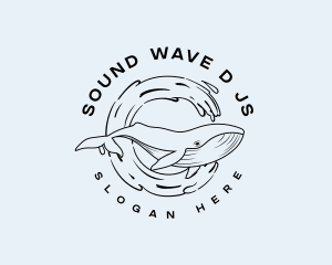 Wave Splash Whale logo design