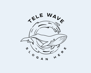 Wave Splash Whale logo design