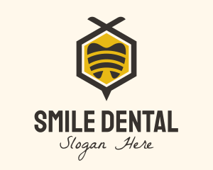 Tooth Hexagon Bee logo design