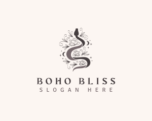 Floral Boho Snake logo design