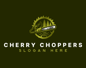 Forestry Chainsaw Woodcutter logo design