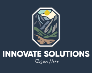 Outdoor Stained Glass Mountain Logo