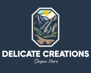 Outdoor Stained Glass Mountain logo design