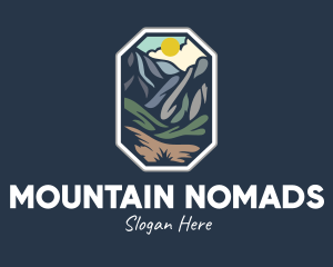 Outdoor Stained Glass Mountain logo design